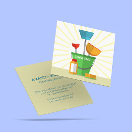 Retro Housekeeper Service Reinigung Kommerziell Quadratische Visitenkarte