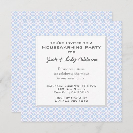 Retro Housewarming-Einladung - Blau Einladung (Vorne/Hinten)