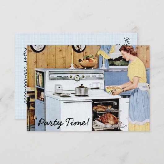 Retro Housewarming Party V2 Einladung (Vorne/Hinten)