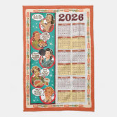 Retro Housewife Calendar Towel 2026 Geschirrtuch (Vertikal)