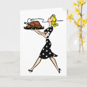 RETRO HOUSEWIFE ERNTEDANK CARDS KARTE (Gelbe Blume)