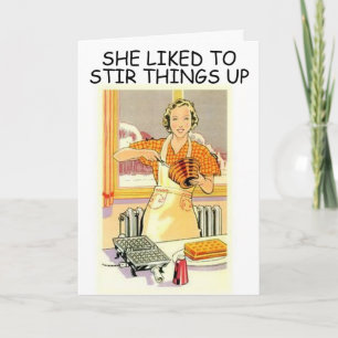 RETRO HOUSEWIFE FUNNY BIRTHDAY CARD KARTE
