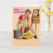 Retro Housewife Happy Anniversary Karte (Gelbe Blume)