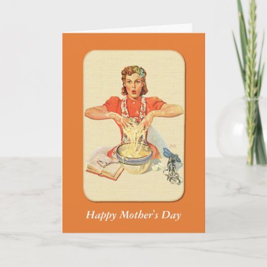 Retro Housewife Mother's Day Karte (Vorderseite)