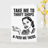 RETRO HOUSEWIFE THRIFT SHOPS & TACOS FUNNCards Karte (Gelbe Blume)