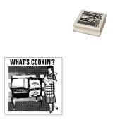 RETRO HOUSEWIFE "WAS KOCHT?" BRIEFMARKE GUMMISTEMPEL (Stempel)