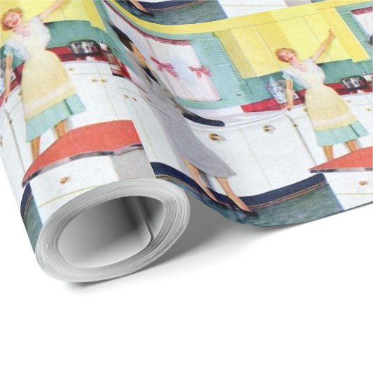 Retro Housewives Geschenkpapier (Rolleneckpunkt)