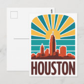 Retro Houston Skyline Sunset Graphic Postkarte (Vorne/Hinten)