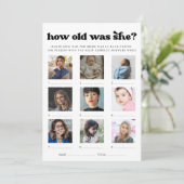 Retro How Old Was She Bridal Shower Game Card Einladung (Stehend Vorderseite)