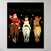 Retro Howdy Christmas Santa Snowman Gingerbread Ri Poster (Vorne)