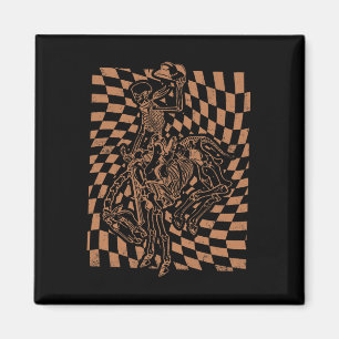 Retro Howdy Cowboy Skeleton mit Cowboyhut und Ho Magnet