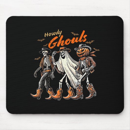 Retro Howdy Ghouls Skeleton Cowboy Western Rodeo H Mousepad (Vorne)