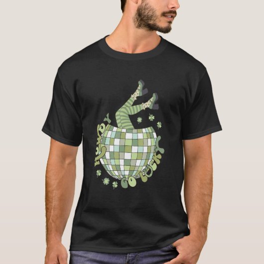 Retro Howdy Go Lucky St Patricks Day Disco Ball Lu T-Shirt (Vorderseite)