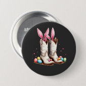 Retro Howdy Oaster Funny Cowboy Stiefel Ostereier Button (Vorne & Hinten)
