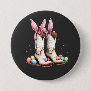 Retro Howdy Oaster Funny Cowboy Stiefel Ostereier Button