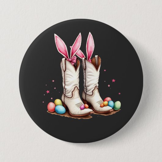 Retro Howdy Oaster Funny Cowboy Stiefel Ostereier Button (Vorderseite)