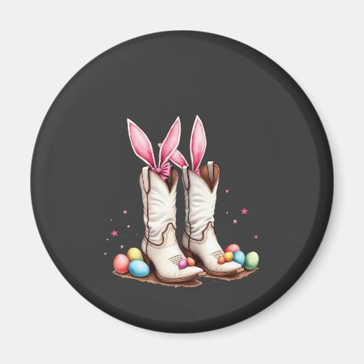 Retro Howdy Oaster Funny Cowboy Stiefel Ostereier Magnet (Vorne)