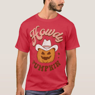 Retro Howdy Pumpkin Herbst Western Halloween T-Shirt