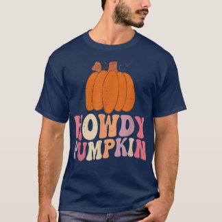 Retro Howdy Pumpkin Herbst Western Halloween T-Shirt