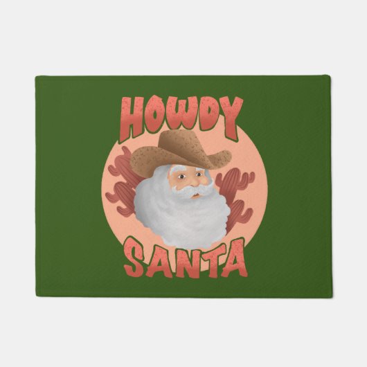 Retro Howdy Santa Rustic Cowboy Weihnachten Fußmatte (Vorderseite)