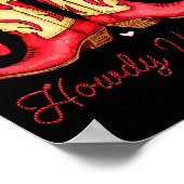 Retro Howdy Valentine Western Valentines Day Cowbo Poster (Ecke)