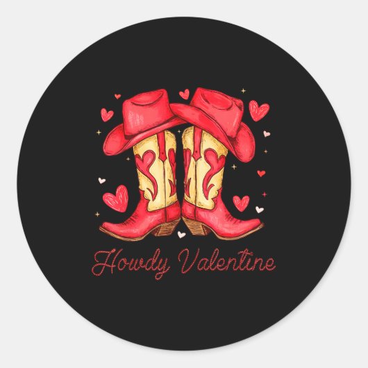 Retro Howdy Valentine Western Valentines Day Cowbo Runder Aufkleber (Vorderseite)