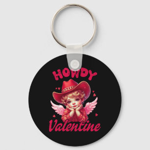 Retro Howdy Valentinstag Cupid Cowboy Western Vale Schlüsselanhänger