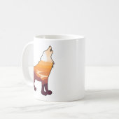 Retro Howling Wolf Landschaft Wilderness Sunset Kaffeetasse (Vorderseite Links)