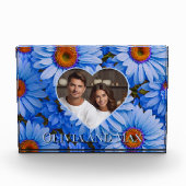 Retro hübsch Blue Blütenblauer Gänseblütenmuster Fotoblock (Vorderseite)