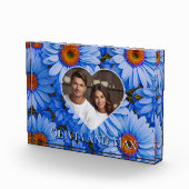 Retro hübsch Blue Blütenblauer Gänseblütenmuster Fotoblock (Rechts)