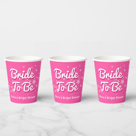 Retro Hübsch rosa Malibu Stars Brautparty Pappbecher (Multi)