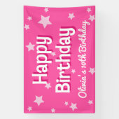 Retro Hübsch rosa Sterne Happy Birthday Banner (Vertikal)