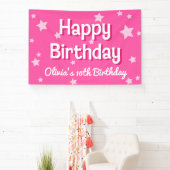 Retro Hübsch rosa Sterne Happy Birthday Banner (InSitu)
