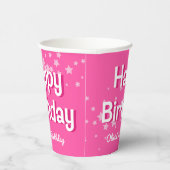 Retro Hübsch rosa Sterne Happy Birthday Pappbecher (Rechts)