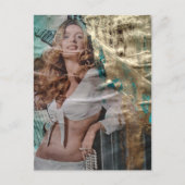 Retro hübsche Blondine mit Perlen Collage Postkarte (Vorderseite)