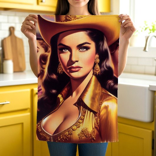 Retro-hübsche Cowgirls Geschirrtuch