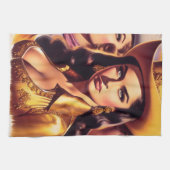 Retro-hübsche Cowgirls Geschirrtuch (Horizontal)