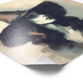 Retro Hübsche Hexe in gepunkteter Hexenhutfarbe Fotodruck (Ecke)