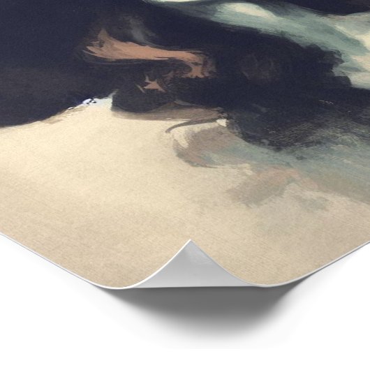 Retro Hübsche Hexe in gepunkteter Hexenhutfarbe Poster (Ecke)