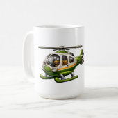 Retro-Hubschrauber-Pilot-Junge mit Vintage-Chopper Kaffeetasse (Vorderseite Links)