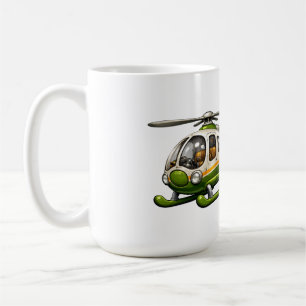 Retro-Hubschrauber-Pilot-Junge mit Vintage-Chopper Kaffeetasse