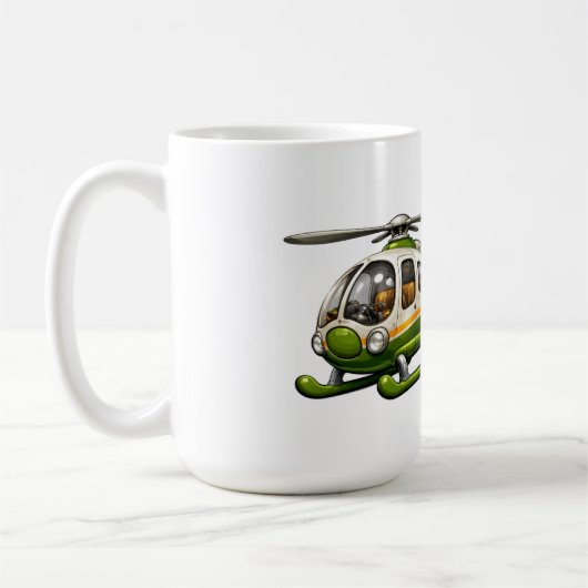 Retro-Hubschrauber-Pilot-Junge mit Vintage-Chopper Kaffeetasse (Links)