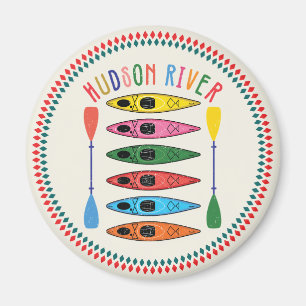 Retro Hudson River Kayaking Magnet