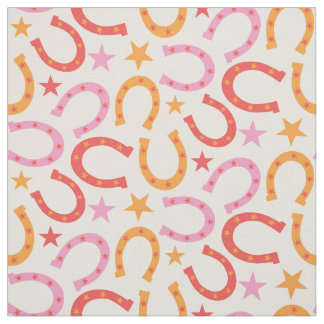 Retro Hufeisenmuster mit Sternen in Orange Pink Stoff