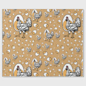 Retro-Hühner Geschenkpapier (Flach)