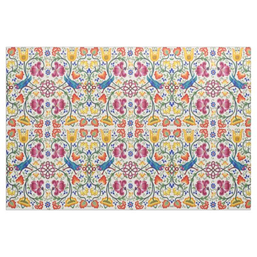 Retro-Hühner im Blumengarten-Muster Stoff (Fat Quarter (45,7 x 55,9 cm))