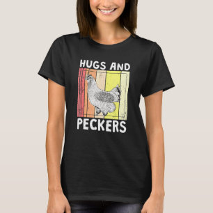 Retro-Hühnerliebhaber Umarme und pickende Hinterho T-Shirt