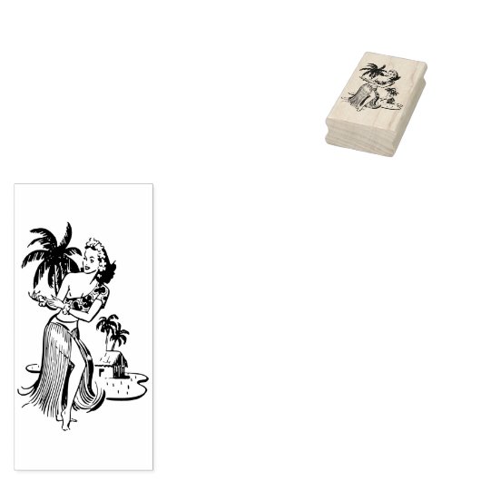 Retro Hula Girl Gummistempel (Stempel)