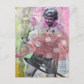 Retro-Hula-Tanz-Mixed-Media-Collage Postkarte (Vorderseite)