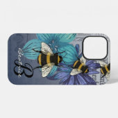 Retro Hummel-Blumenmonogramm iPhone Hülle (Rückseite (Horizontal))